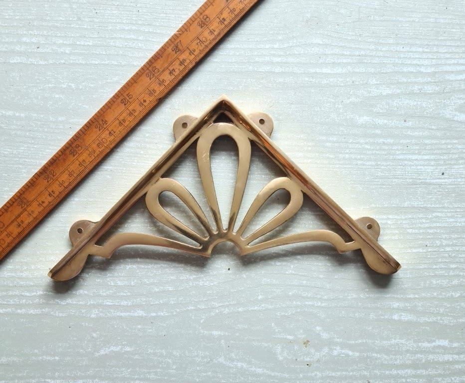 Shelf END Bracket Arch DAISY Design Solid Brass 180 x 180mm