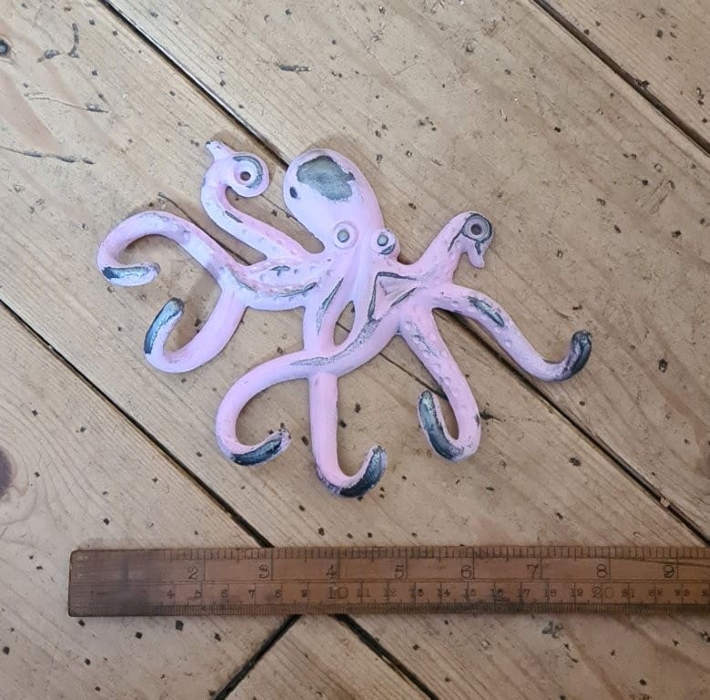 Multi Hook OCTOPUS Angled Head Antique Pink Patina 130 x 190mm