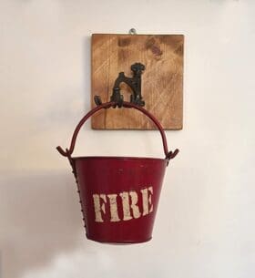 Fire Bucket Hanging Curved Base Red Upcycled 260mm x 200mm High