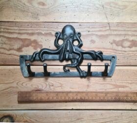 Coat Hook Rail OCTOPUS 4 Hooks Cast Antique Iron 250mm