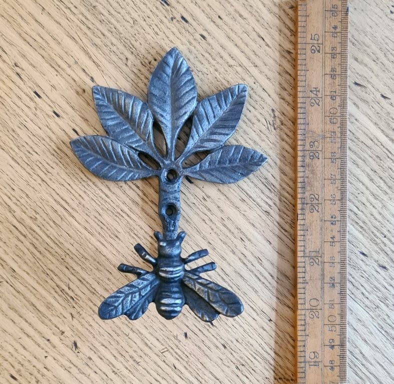 Coat Hook Single FLYING BEE Cast Antique Iron 95mm x 125mm - Image 2
