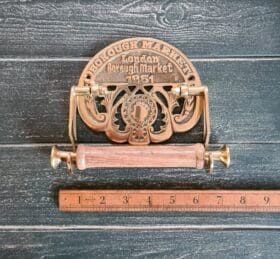 Toilet Roll Holder BOROUGH MARKET Solid Brass & Wood 150mm