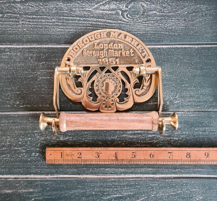 Toilet Roll Holder BOROUGH MARKET Solid Brass & Wood 150mm