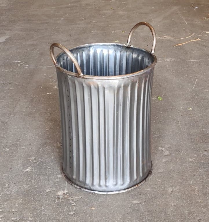 DUST BIN 570mm High x 370mm Diameter Tin Plate with Handles