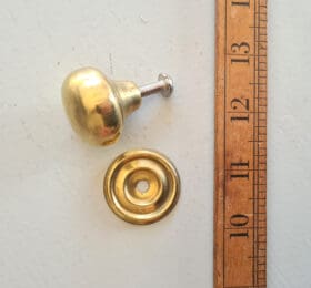 Cupboard Knob Hollow c/w Base Plate & Integral M4 Screw Polished Brass 32mm Dia