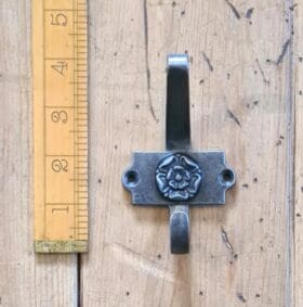 Coat Hook Double 2 Part YORKSHIRE ROSE Cast Antique Iron 125mm