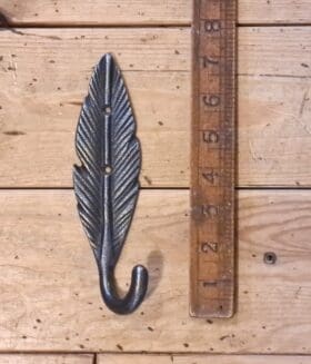 Coat Hook Single FEATHER Cast Antique Iron 180mm
