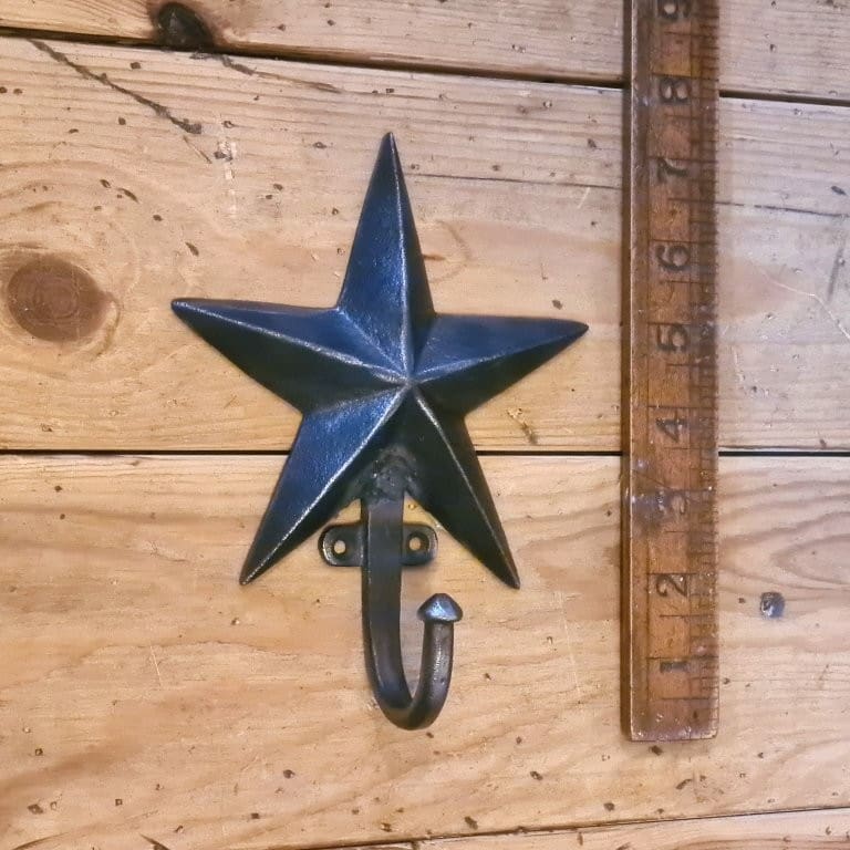 Coat Hook Single STAR Cast Antique Iron 170mm - Image 2