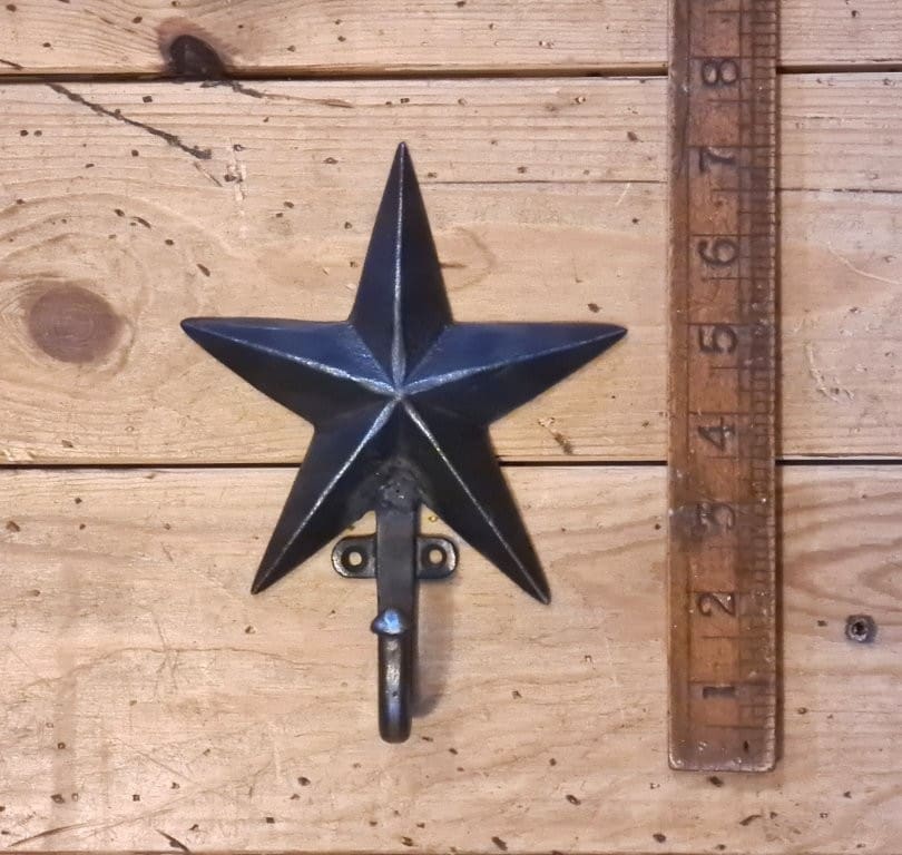 Coat Hook Single STAR Cast Antique Iron 170mm