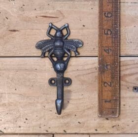 Coat Hook Single CRAWLING BEE Cast Antique Iron 130mm