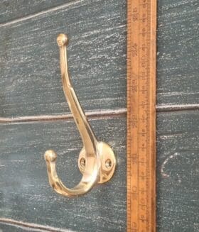 Hat & Coat Hook Double IKEA Polished Solid Brass 120mm