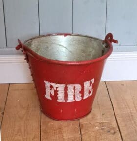 FIRE Bucket Hanging Flat Base Red Upcycled 260mm x 200mm High