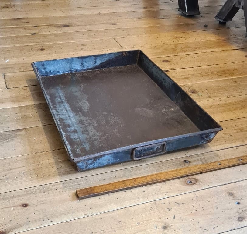 Serving Tray with Folding Handles Upcycled Antique Iron / Galv 400 x 515mm