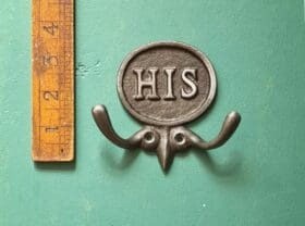 Plaque Robe Hook Double HIS Cast Antique Iron 105 x 95mm Alt E418