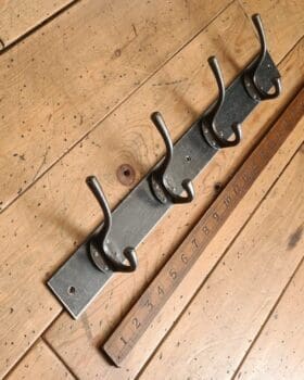 Hook Rail Steel with 4 Antique Iron Victorian Hooks Length 485 x 115mm