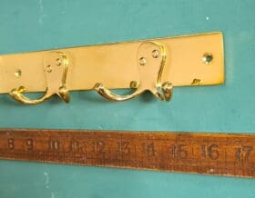 Hook Rail Solid Brass with 4 Solid Brass 125mm Double Robe Hooks 420mm x 50mm