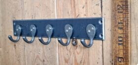 Hook Rail Steel Back Plate with 5 Robe Hooks 275mm x 40mm