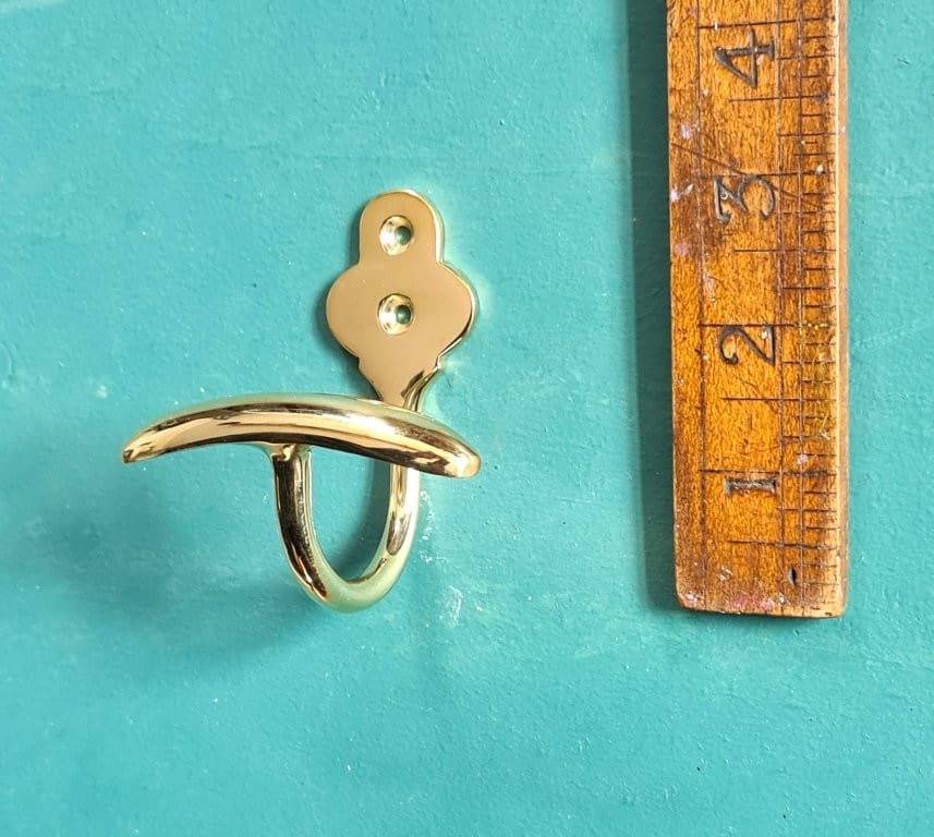 Coat Hook BOWLER TOP HAT Plate Wide Polished Brass 70mm x 80mm