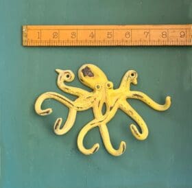 Multi Hook OCTOPUS Angled Head Antique Yellow Patina 130 x 190mm
