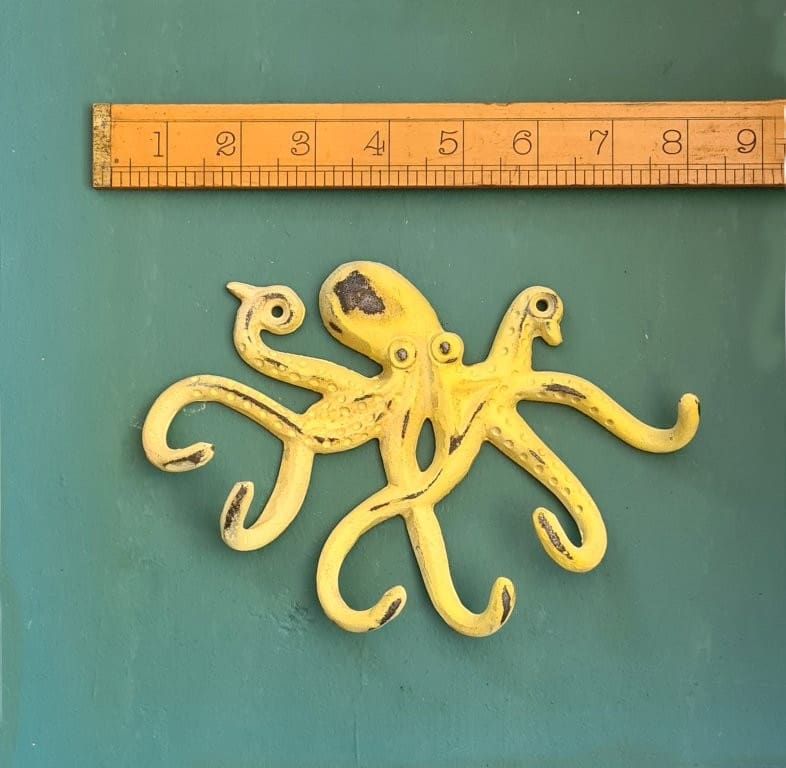 Multi Hook OCTOPUS Angled Head Antique Yellow Patina 130 x 190mm