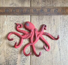 Multi Hook OCTOPUS Angled Head Antique Red Patina 130 x190mm