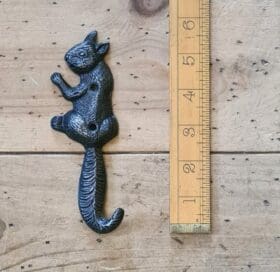 Coat Hook Single SQUIRREL Cast Antique Iron 140mm