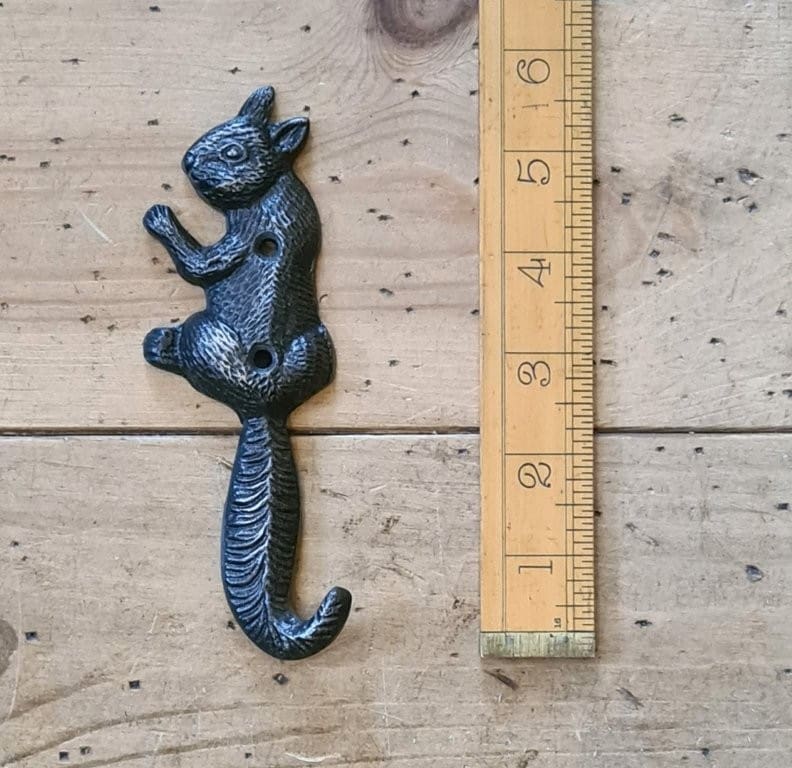 Coat Hook Single SQUIRREL Cast Antique Iron 140mm