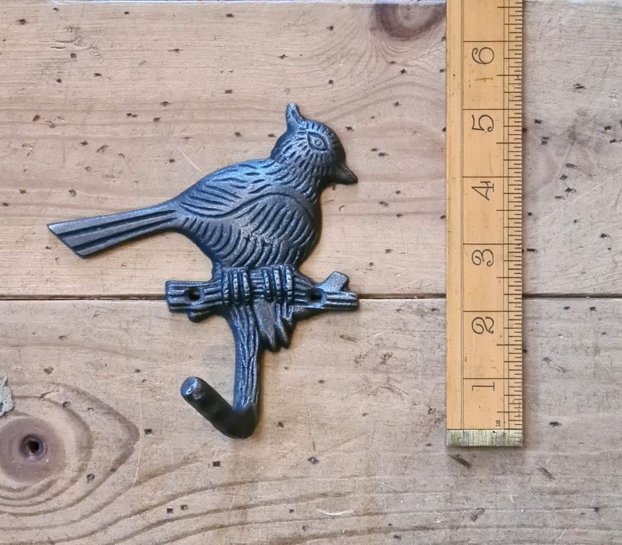 Coat Hook Single BIRD ON BRANCH Cast Antique Iron 120 x 120mm