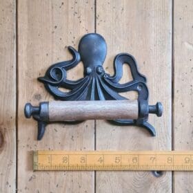Toilet Roll Holder OCTOPUS with Sides Cast Antique Iron 150mm