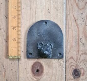 Plaque MOUSE COMING OUT OF HOLE Cast Antique Iron 90 x 90mm