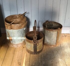 Milk Buckets Set of 3 Upcycled Antique Galv 300mm - 500mm