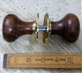 Door Knob Set Bun Type Teak / Brass 50mm / 2"
