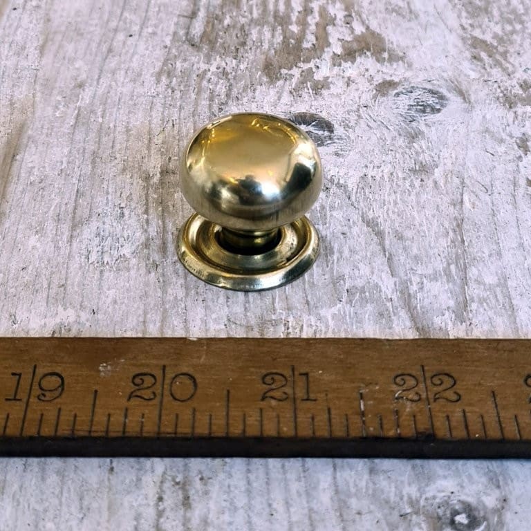 Cupboard Knob screw & Plate Polished Brass Hollow 32mm Diameter Alt A327